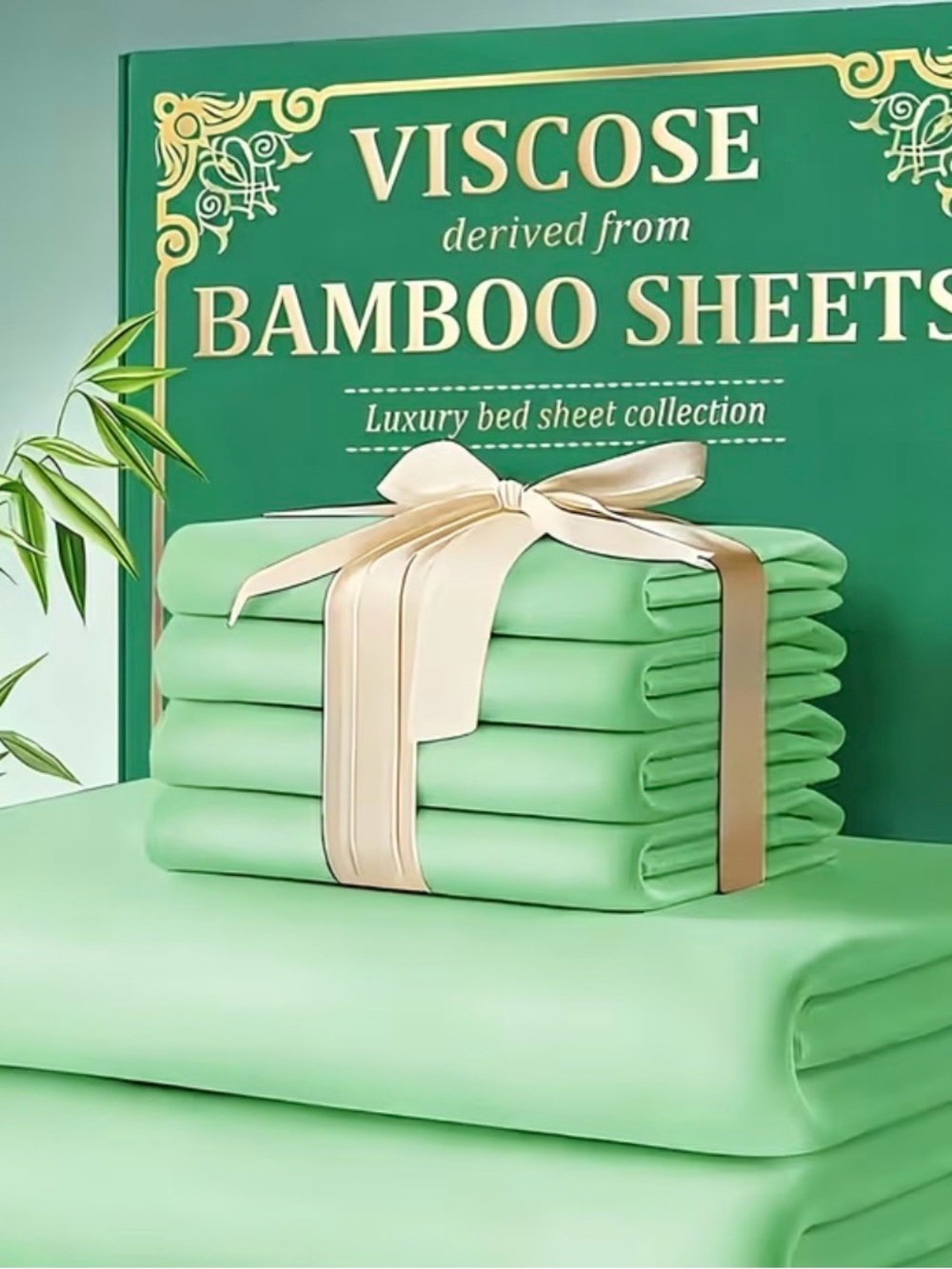 Viscose Bamboo Mattress Cover - Mint Green Luxury Bedding